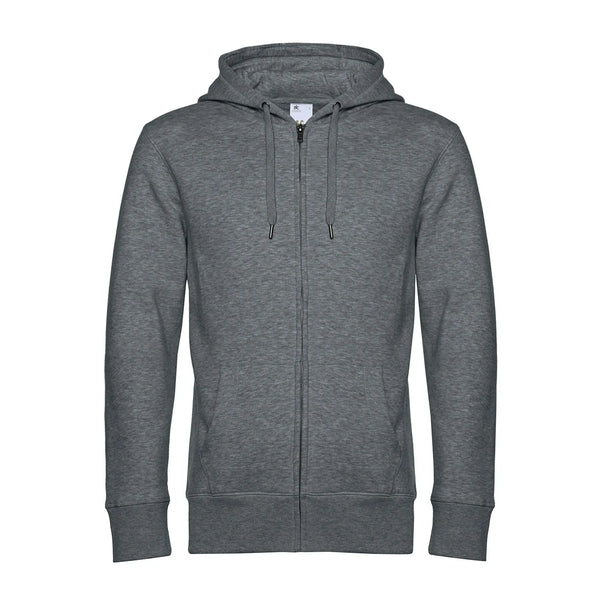Felpa KING Zipped Hood heather mid grey / XS - personalizzabile con logo