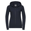 Felpa Ladies Authentic con zip -  cappuccio blu / XS - personalizzabile con logo