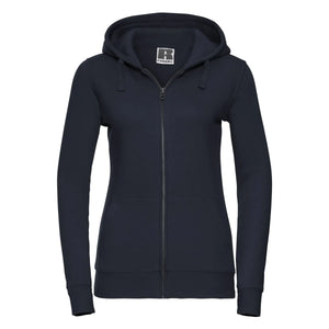 Felpa Ladies Authentic con zip -  cappuccio blu / XS - personalizzabile con logo