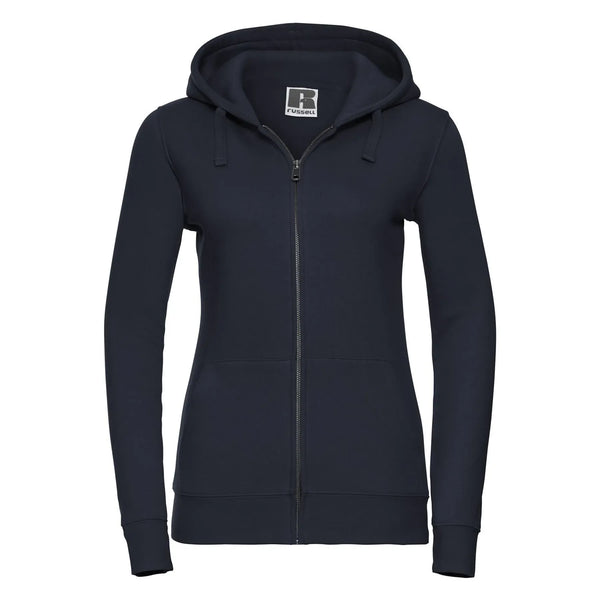 Felpa Ladies Authentic con zip -  cappuccio blu / XS - personalizzabile con logo