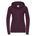 Felpa Ladies Authentic con zip -  cappuccio bordeaux / XS - personalizzabile con logo