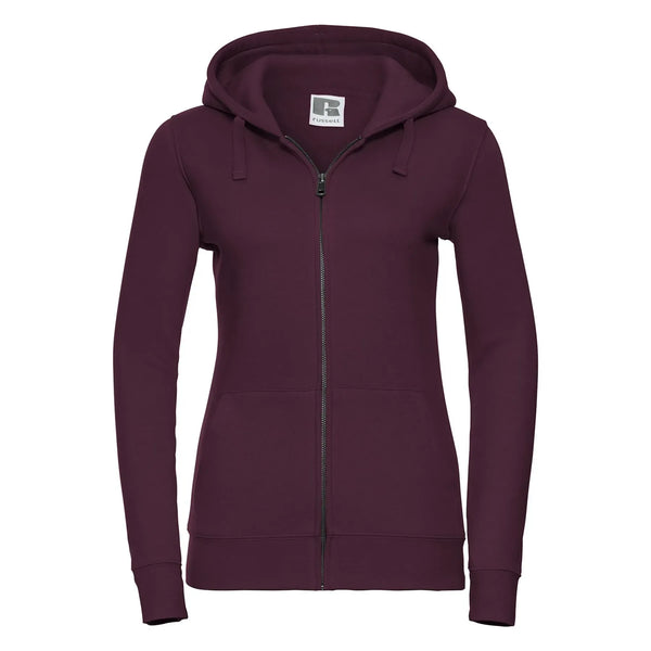 Felpa Ladies Authentic con zip -  cappuccio bordeaux / XS - personalizzabile con logo