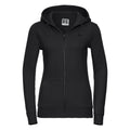 Felpa Ladies Authentic con zip -  cappuccio nero / XS - personalizzabile con logo
