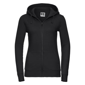 Felpa Ladies Authentic con zip -  cappuccio nero / XS - personalizzabile con logo