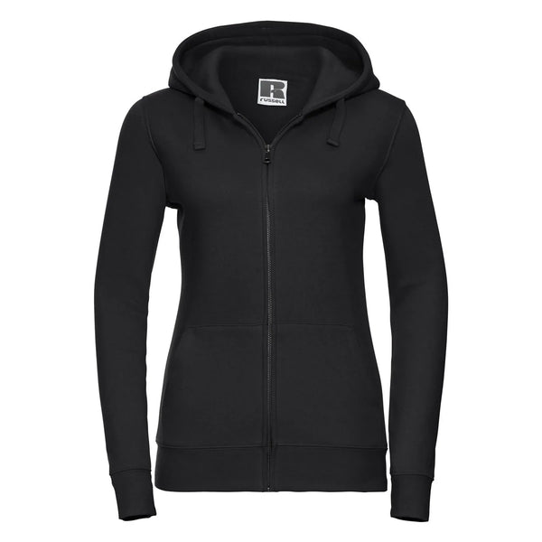 Felpa Ladies Authentic con zip -  cappuccio nero / XS - personalizzabile con logo