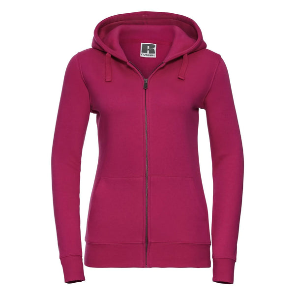 Felpa Ladies Authentic con zip -  cappuccio rosa / XS - personalizzabile con logo