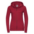 Felpa Ladies Authentic con zip -  cappuccio rosso / XS - personalizzabile con logo