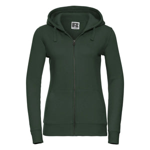 Felpa Ladies Authentic con zip -  cappuccio verde / XS - personalizzabile con logo