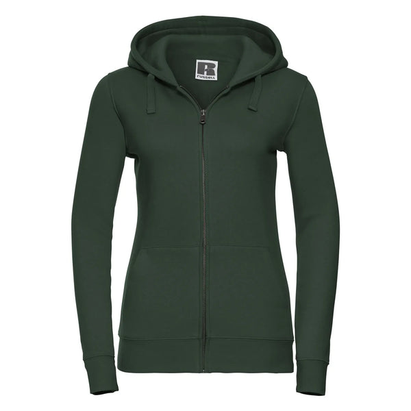 Felpa Ladies Authentic con zip -  cappuccio verde / XS - personalizzabile con logo