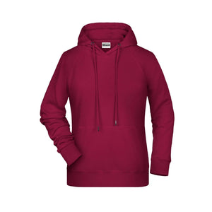 Felpa Ladies cappuccio bordeaux / XS - personalizzabile con logo