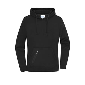 Felpa Ladies cappuccio Interlock nero / XS - personalizzabile con logo