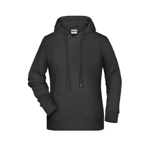 Felpa Ladies cappuccio nero / XS - personalizzabile con logo