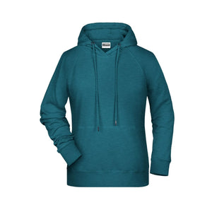 Felpa Ladies cappuccio petrol-melange / XS - personalizzabile con logo