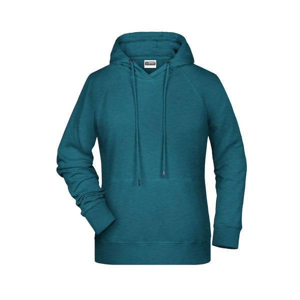 Felpa Ladies cappuccio petrol-melange / XS - personalizzabile con logo