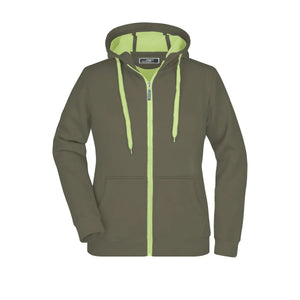 Felpa Ladies Doubleface olive/lime-green / S - personalizzabile con logo
