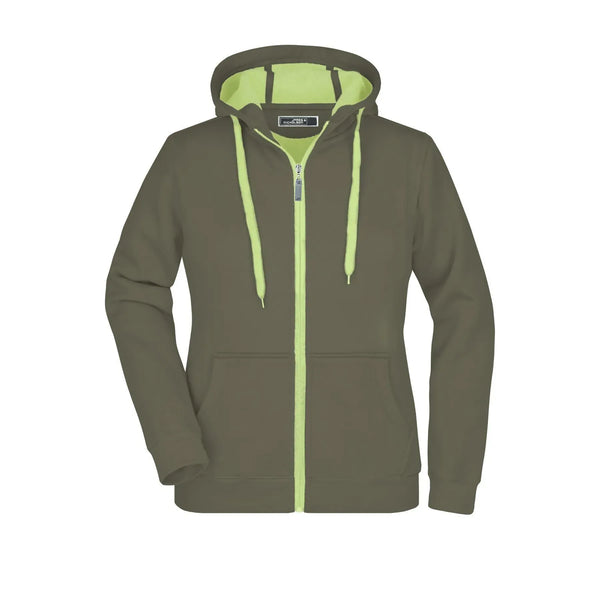 Felpa Ladies Doubleface olive/lime-green / S - personalizzabile con logo
