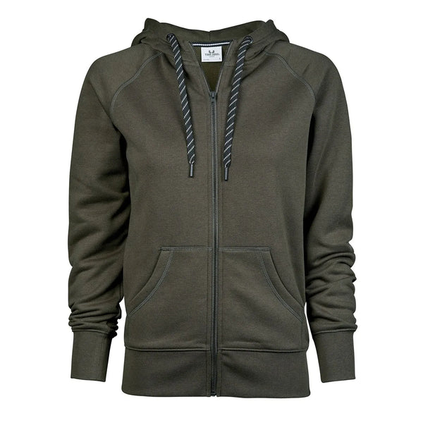 Felpa Ladies Fashion Full Zip Hood verde / S - personalizzabile con logo