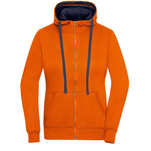 Felpa Ladies Lifestyle Zip-cappuccio arancione / S - personalizzabile con logo