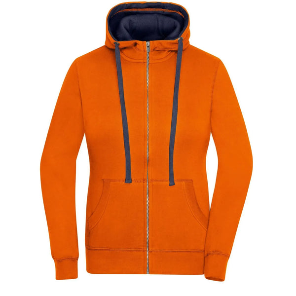 Felpa Ladies Lifestyle Zip-cappuccio arancione / S - personalizzabile con logo