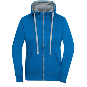 Felpa Ladies Lifestyle Zip-cappuccio azzurro / S - personalizzabile con logo