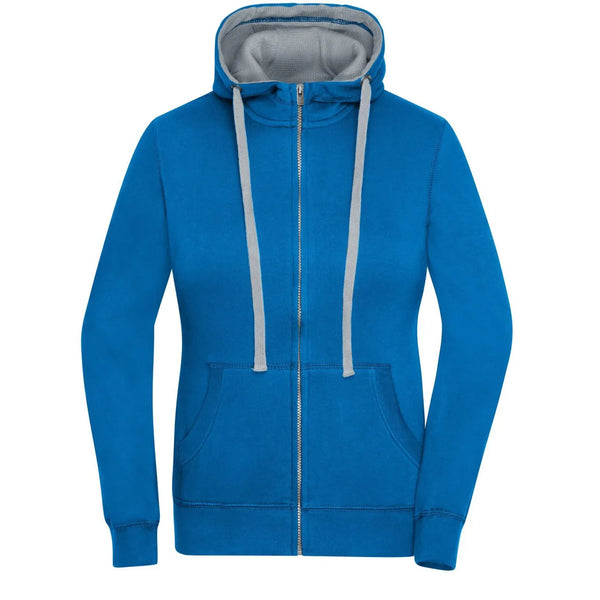 Felpa Ladies Lifestyle Zip-cappuccio azzurro / S - personalizzabile con logo
