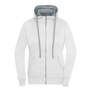 Felpa Ladies Lifestyle Zip-cappuccio bianco / S - personalizzabile con logo