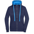 Felpa Ladies Lifestyle Zip-cappuccio blu / S - personalizzabile con logo