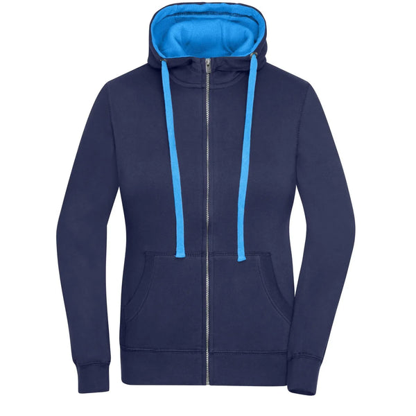 Felpa Ladies Lifestyle Zip-cappuccio blu / S - personalizzabile con logo