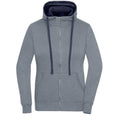 Felpa Ladies Lifestyle Zip-cappuccio grigio / S - personalizzabile con logo