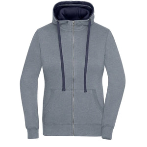 Felpa Ladies Lifestyle Zip-cappuccio grigio / S - personalizzabile con logo