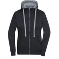 Felpa Ladies Lifestyle Zip-cappuccio nero / S - personalizzabile con logo