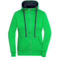 Felpa Ladies Lifestyle Zip-cappuccio verde / S - personalizzabile con logo
