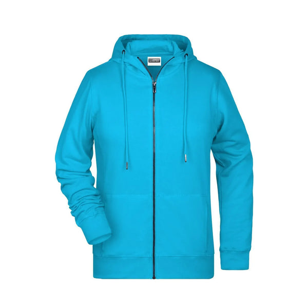 Felpa Ladies Zip cappuccio azzurro / XS - personalizzabile con logo