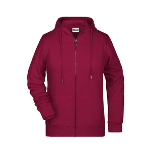 Felpa Ladies Zip cappuccio bordeaux / XS - personalizzabile con logo