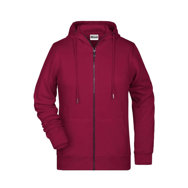 Felpa Ladies Zip cappuccio bordeaux / XS - personalizzabile con logo