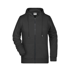 Felpa Ladies Zip cappuccio nero / XS - personalizzabile con logo