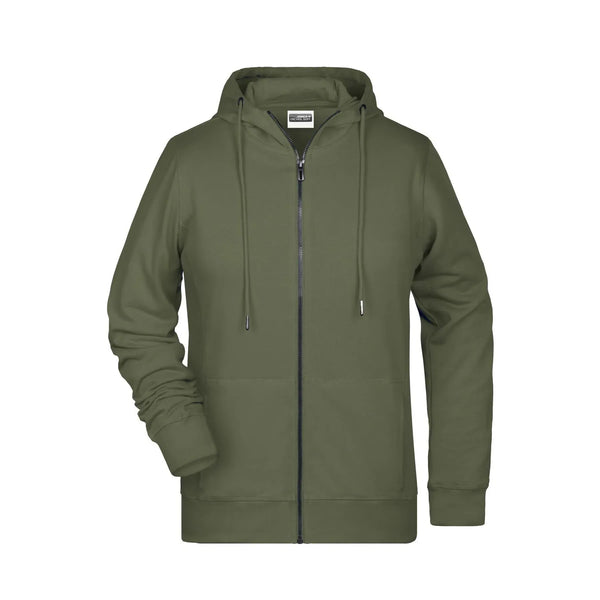 Felpa Ladies Zip cappuccio olive / XS - personalizzabile con logo