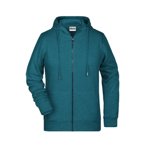 Felpa Ladies Zip cappuccio petrol-melange / XS - personalizzabile con logo