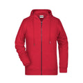 Felpa Ladies Zip cappuccio rosso / XS - personalizzabile con logo