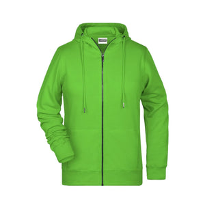 Felpa Ladies Zip cappuccio verde / XS - personalizzabile con logo