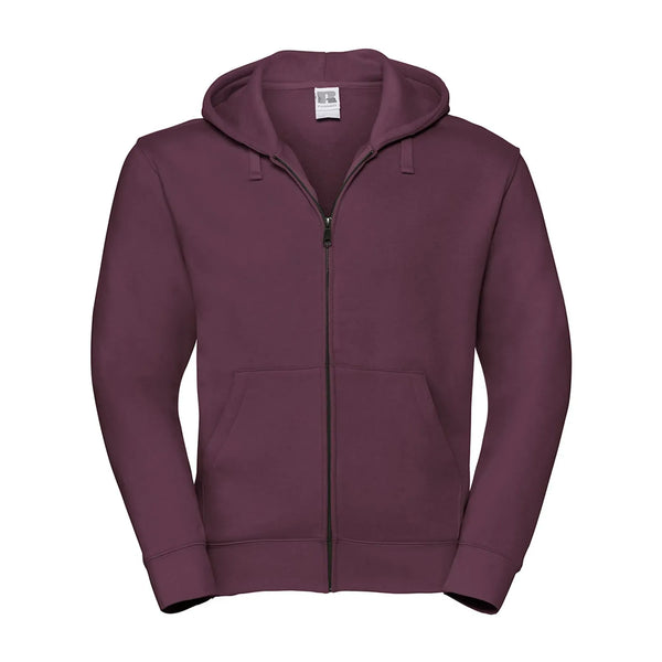 Felpa Mens Authentic con zip -  cappuccio bordeaux / XS - personalizzabile con logo