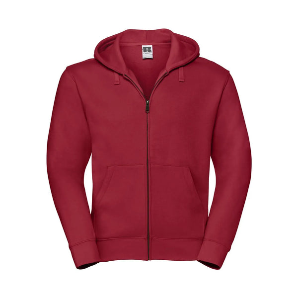 Felpa Mens Authentic con zip -  cappuccio rosso / XS - personalizzabile con logo