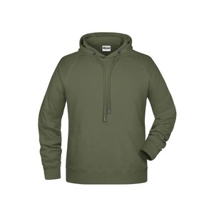 Felpa Mens cappuccio olive / S - personalizzabile con logo