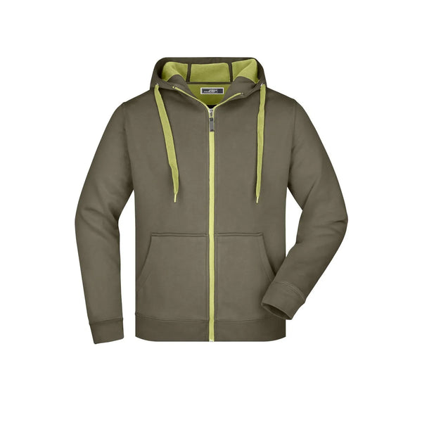 Felpa Mens Doubleface olive/lime-green / S - personalizzabile con logo