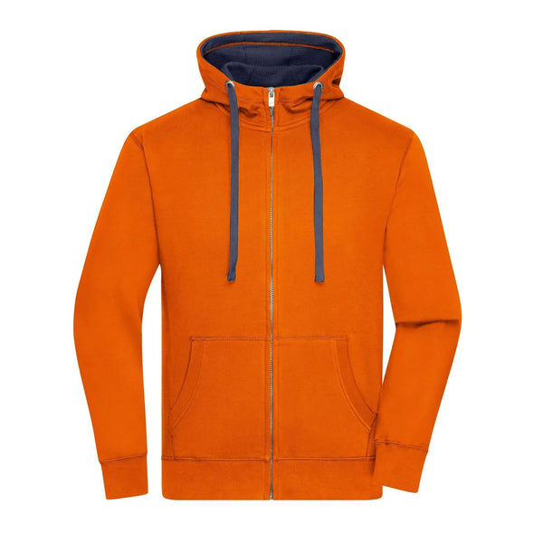 Felpa Mens Lifestyle Zip-cappuccio arancione / S - personalizzabile con logo