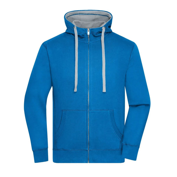 Felpa Mens Lifestyle Zip-cappuccio azzurro / S - personalizzabile con logo