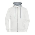 Felpa Mens Lifestyle Zip-cappuccio bianco / S - personalizzabile con logo