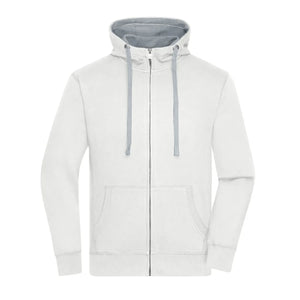 Felpa Mens Lifestyle Zip-cappuccio bianco / S - personalizzabile con logo
