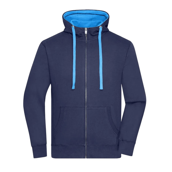 Felpa Mens Lifestyle Zip-cappuccio blu / S - personalizzabile con logo