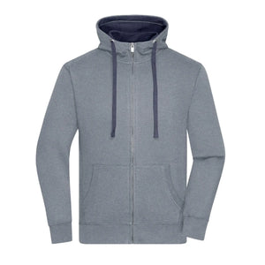 Felpa Mens Lifestyle Zip-cappuccio grigio / S - personalizzabile con logo